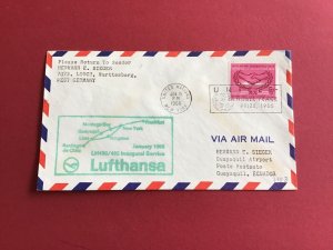 United Nations New York Germany  1966 Air Mail Stamps Flight Cover R45251