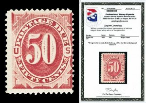 Scott J28 1891 50c Bright Claret Postage Due Mint Dist. Gum Cat $650 w/ PSE CERT