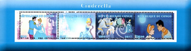 Congo 2017 Cinderella Cartoon Characters 4v Mint Souvenir Sheet S/S. (#20)