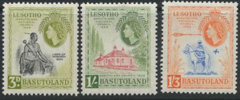 Basutoland / Lesotho  SG 55 / 57 Mint set - light hinge trace  - National Cou...