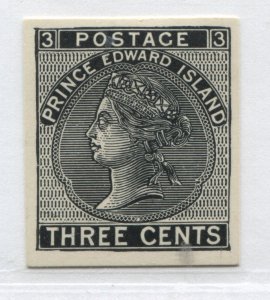 Prince Edward Island 1872 3 cents black Tilleard Plate Proof on card