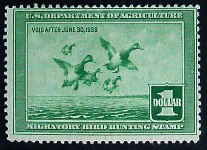 USA, 1937 Duck Stamp, Scott RW4, Mint