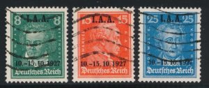 GERMANY 363-365 USED F-VF SET I.A.A. OVERPRINT 