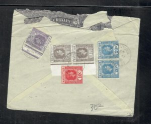 MAURITIUS COVER (P2408B) 1947  KGVI 5C+10C+20CX2+1RX2 A/M COVER TO USA 