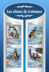 Guinea - 2017 Sledge Dogs on Stamps - 4 Stamp Sheet - GU17520a