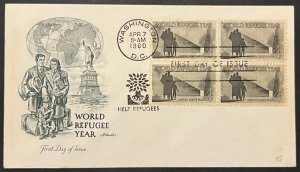 WORLD REFUGEE YEAR #1149 APR 7 1960 WASHINGTON DC FIRST DAY COVER (FDC) BX6