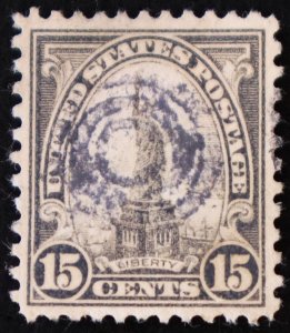 U.S. Used Stamp Scott #696 15c Statue of Liberty, Superb. Bullseye Cancel. Gem!