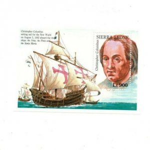 Sierra Leone 1992 - Christopher Columbus - Souvenir Sheet - Scott 1527 - MNH