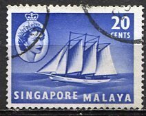 Singapore; 1955: Sc. # 36: Used Single Stamp