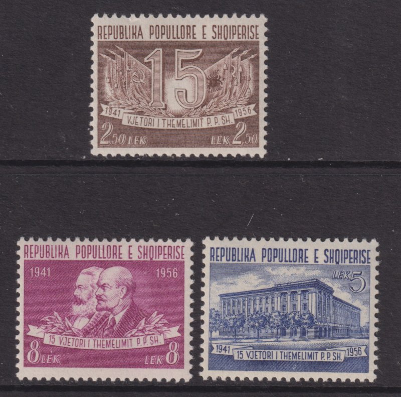 1957 Albania 15th Anniversary of Labor Party set MNH Sc# 509 / 511 CV $3.25