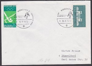 GERMANY 1972 Olympic Games cover special pmk BASKETBALL....................A3314