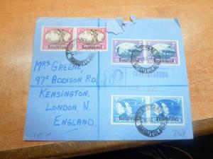 Basutoland 1945 3 color registered cover to UK (13bed)