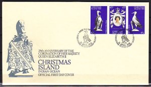Christmas Is., Scott cat. 87. Coronation of Queen Elizabeth. First day cover.