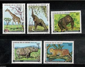 Cameroun 1979 Elephant Leopard Giraffe Rhino Animal Wildlife Sc 654-58 MNH #1568