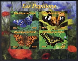 CHAD - 2014 - Butterflies - Perf 4v Sheet #2 - M N H - Private Issue