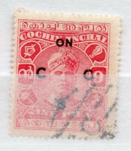 India Cochin 1919-33 Early Issue used Shade of 9p. Optd NW-15855