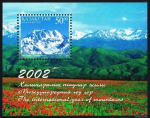 Kazakhstan 2002 MNH Stamps Souvenir Sheet Scott 388 Mountains Flowers