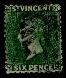 ST. VINCENT QV SG7, 6d deep green, FINE USED. Cat £75.