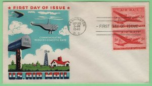 $US Sc#C32(x2) FDC Fluegel cachet reduced Domestic rate