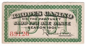 (I.B) US Cinderella : Rhodes Casino (Rhode Island) Dance Ticket (1901) 