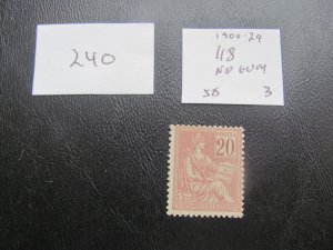 FRANCE 1900-29 NO GUM SC 118 FINE $50 (240) NEW COLLECTION