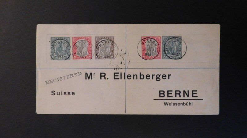 1903 Registered Montserrat British Colony Cover Montserrat to Bern Switzerland