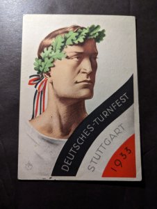 1933 Germany Postcard Cover Stuttgart German Turnfest Gymnastics Festival