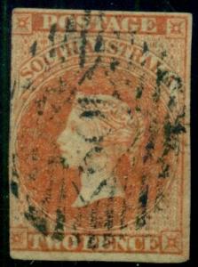 SOUTH AUSTRALIA #2, 2p dull carmine, used, VF, Scott $100.00