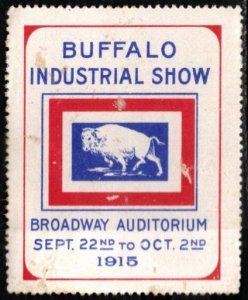 1915 US Poster Stamp Buffalo Industrial Show Broadway Auditorium Sept. 22-Oct. 2