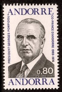 Andorra (French) #242  MNH - President Georges Pompidou (1975)