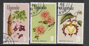 Uganda #127-129  Flowers   (U)  CV $2.05