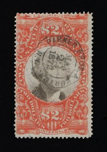 EXCELLENT GENUINE SCOTT #R145 F-VF 1872 VERMILION & BLACK 3RD ISSUE REVENUE