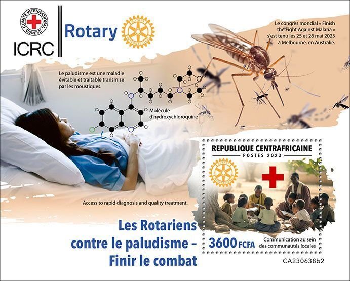 C A R - 2023 - Rotary Against Malaria - Perf Souv Sheet - Mint Never Hinged