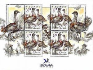 Slovakia 2011 Rare birds Great Bustard (Otis tarda) Sheetlet with labels MNH