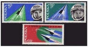 Poland 1156-1158, MNH. Michel 1415-1417. Bykovski, Tereshkova. Flight 1963.