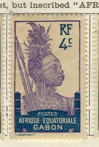 FRENCH COLONIES EQUAT. GABON; 1910 early local pictorial issue Mint 4c. value