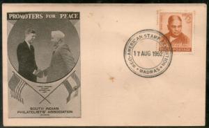 India 1962 J L Nehru & J F Kennady Promoters for Peace Flag Special Cover # 1...