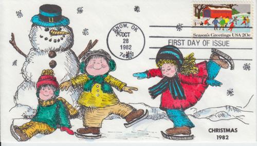 1982 Christmas Skating (Scott 2029) Karen's HC FDC