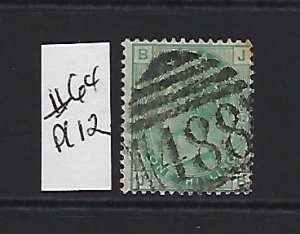 GREAT BRITAIN SCOTT #64 (PLATE 12) 1873-80 1 SHILLING (GREEN) - WMK 25 - USED