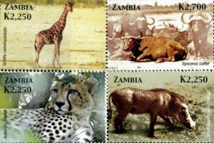 Zambia 2005 - Wild Animals of Africa - Set of 4 Stamps - Scott #1039-42 - MNH