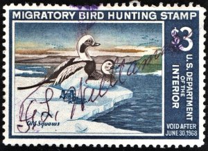 RW34 $3.00 Old Squaw Ducks Stamp (1967) Signed