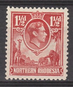 NORTHERN RHODESIA 1938 KGVI GIRAFFE AND ELEPHANTS 11/2D