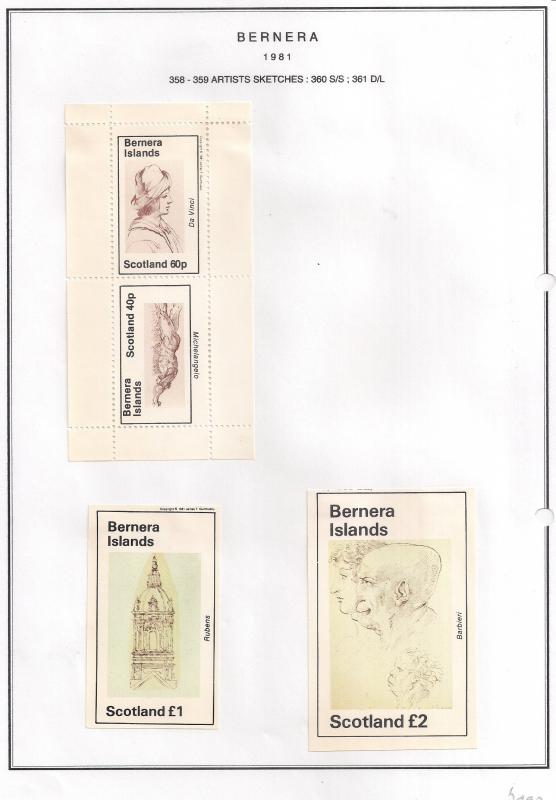 SCOTLAND - BERNERA - 1981 - Artists Sketches - 2v Perf, Min, D/L Sheets - MLH