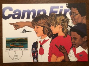 1985 International Youth Year: Camp Fire Girls 22c FDC maxi Card Maximum 2163