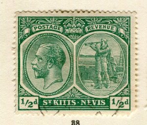 ST.KITTS; 1921 early GV issue fine used Columbus issue 1/2d. value