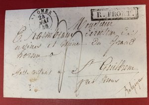 France, 1848, Stampless Cover/ Folded Letter, St. Omer to St. Ghislain, Belgium