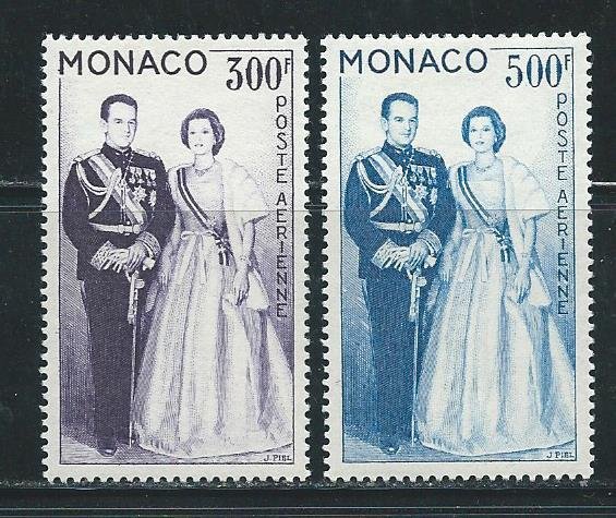 Monaco C53-4 1959 Rainier and Grace set MNH