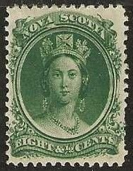 Nova Scotia 11,mint, hinge remnant, original gum, a few short perfs 1860. (C317)