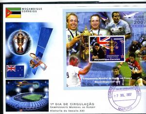 Mozambique 2007 CONCORDE Rugby World Cup New Zealand Team s/s Perforated in FDC