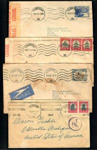 Lot3t (4)  Covers S.W. Africa WW 11 Censored T.171/2c. Stamps Pairs to America